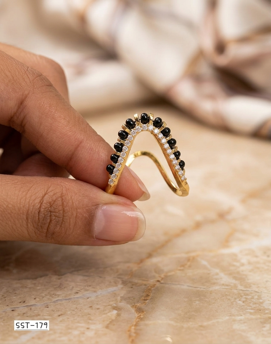 SST 179 | BLACK BEADS MANGALSUTRA VANKI RING
