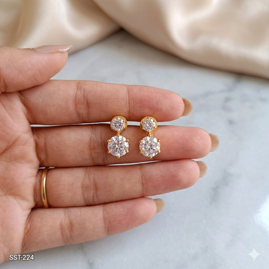 SST 224 | DOUBLE DIAMOND DROP EARRINGS