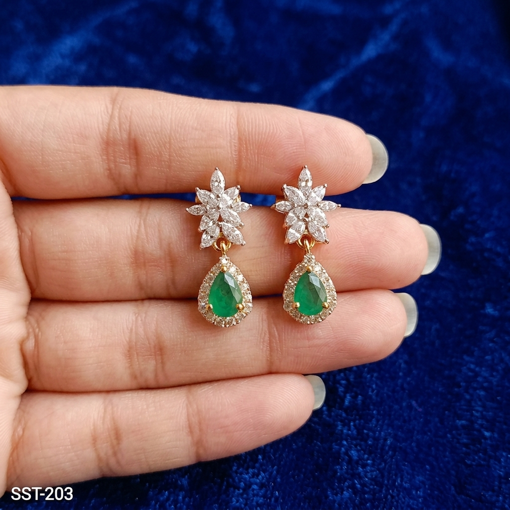 SST 203 | FIERY GREEN LEAF WESTERN LONG EARRINGS