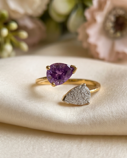 SST 623 | AMETHYST HEART OPEN RING