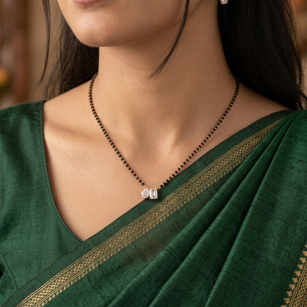 SST 229 | EMERALD-CUT DIAMOND PENDANT MANGALSUTRA