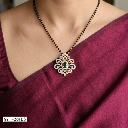 SST 306BB | EMERALD AND DIAMOND MANGALSUTRA