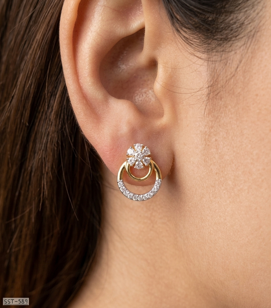 SST 589 | DIAMOND FLORAL CLUSTER EARRINGS