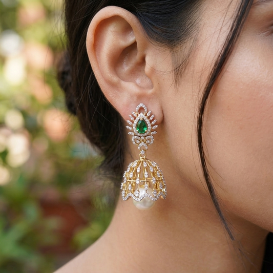 SST 480 | TRADITIONAL GREEN STONE JHUMKA