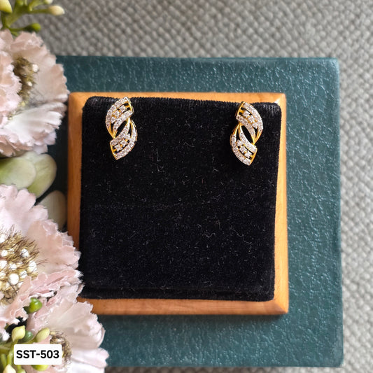 SST 503 | TWISTED LEAF STUD EARRINGS WITH DAZZLING STONES