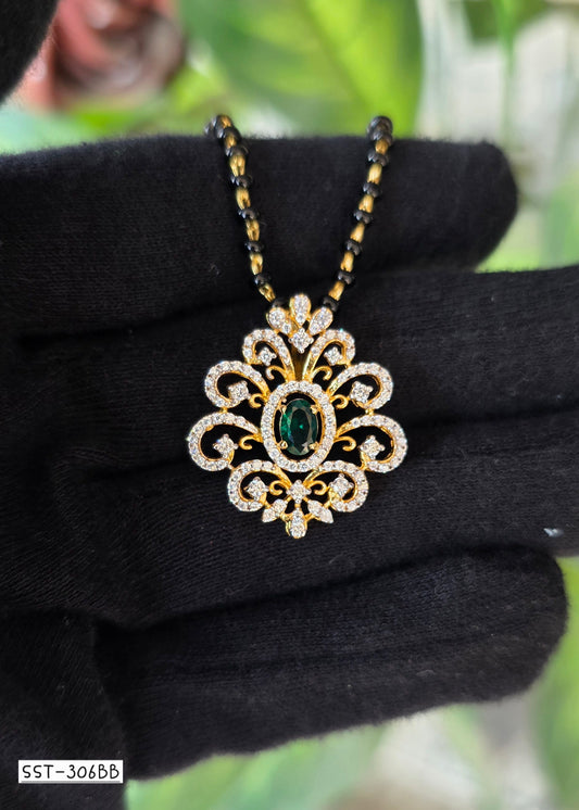 306BB | EMERALD AND DIAMOND MANGALSUTRA
