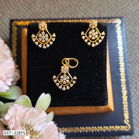 SST 228PS | FLORAL GEM EARRING PENDANT SET