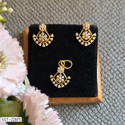 SST 228PS | FLORAL GEM EARRING PENDANT SET