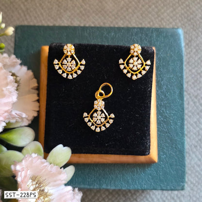 SST 228PS | FLORAL GEM EARRING PENDANT SET