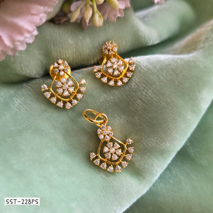 SST 228PS | FLORAL GEM EARRING PENDANT SET