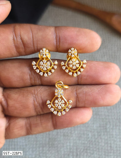 SST 228PS | FLORAL GEM EARRING PENDANT SET