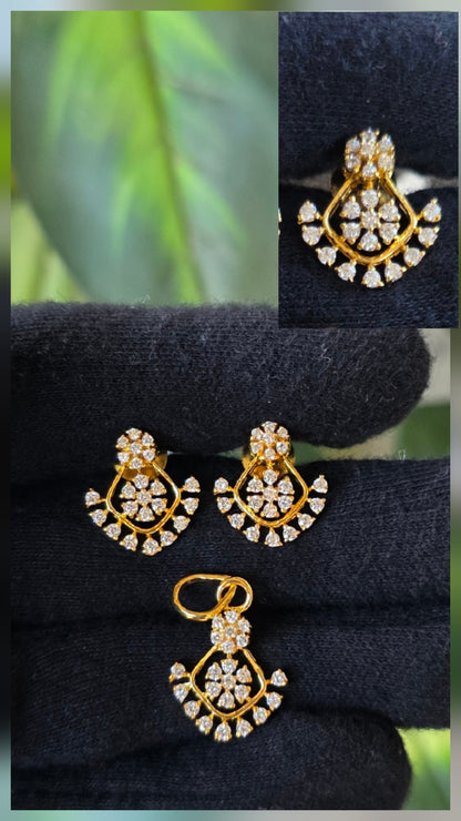 SST 228PS | FLORAL GEM EARRING PENDANT SET