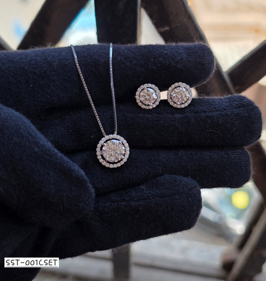 SST 001C SET | SPARKLING ELEGANCE PENDANT CHAIN AND EARRINGS SET