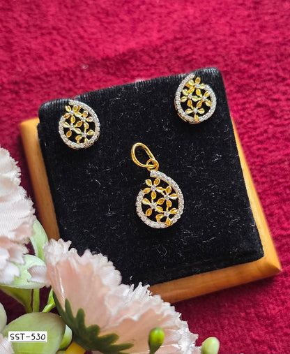 SST 530 | FLORAL WHIRL PENDANT AND EARRINGS SET