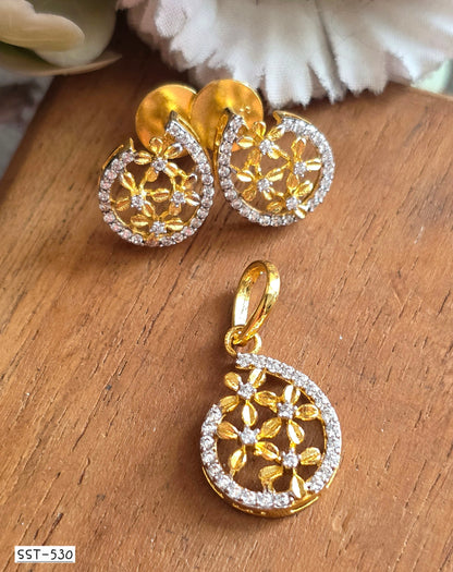 SST 530 | FLORAL WHIRL PENDANT AND EARRINGS SET