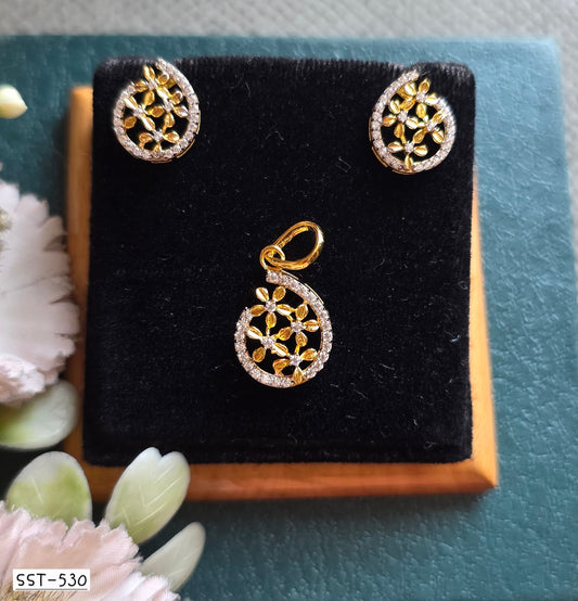 SST 530 | FLORAL WHIRL PENDANT AND EARRINGS SET