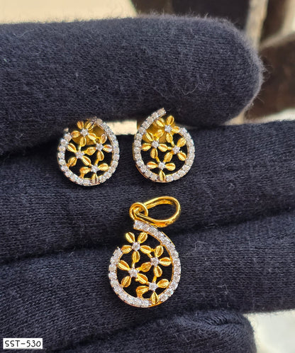 SST 530 | FLORAL WHIRL PENDANT AND EARRINGS SET