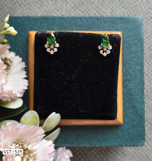 SST 539Green | TEARDROP EARRINGS WITH DAZZLING ACCENTS