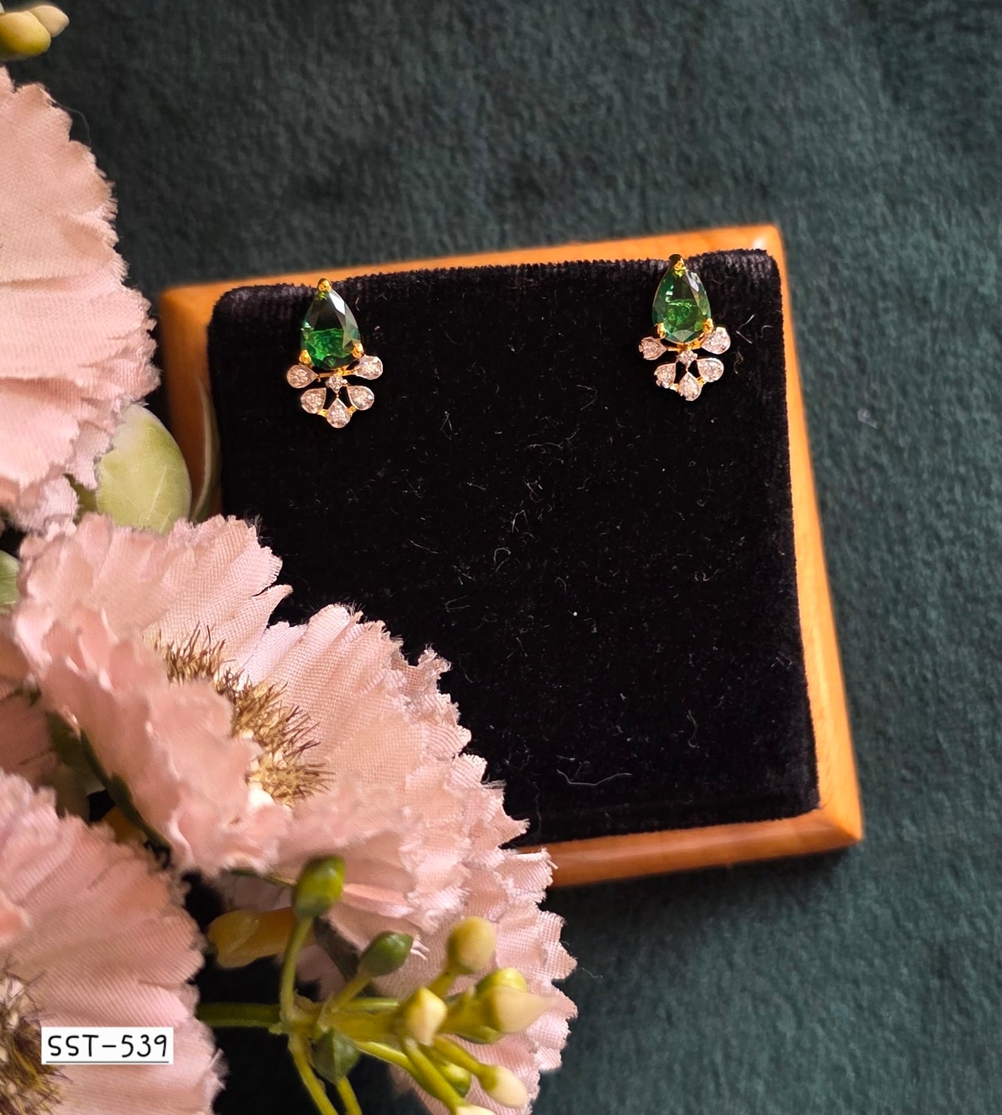 SST 539Green | TEARDROP EARRINGS WITH DAZZLING ACCENTS