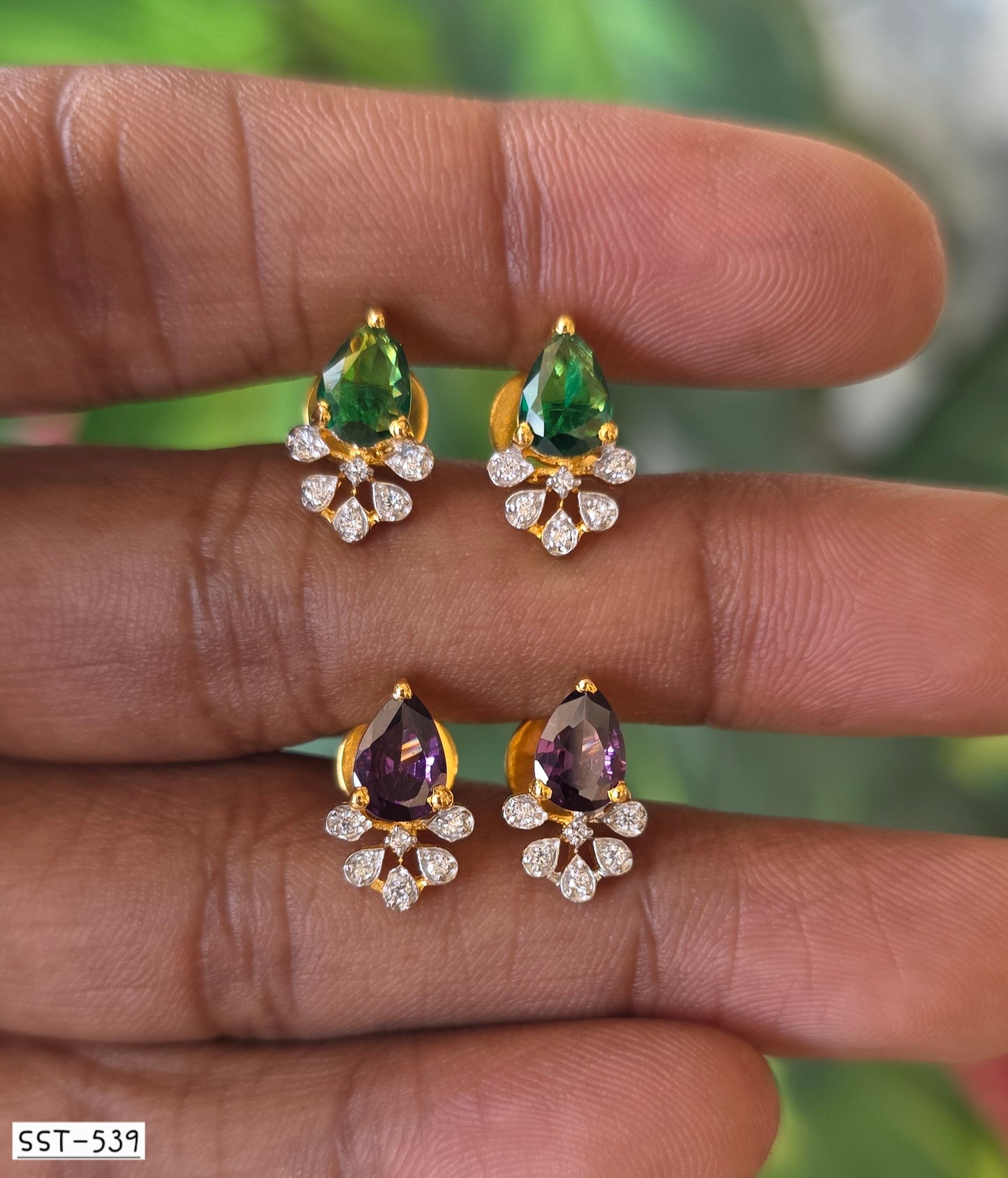 SST 539Green | TEARDROP EARRINGS WITH DAZZLING ACCENTS