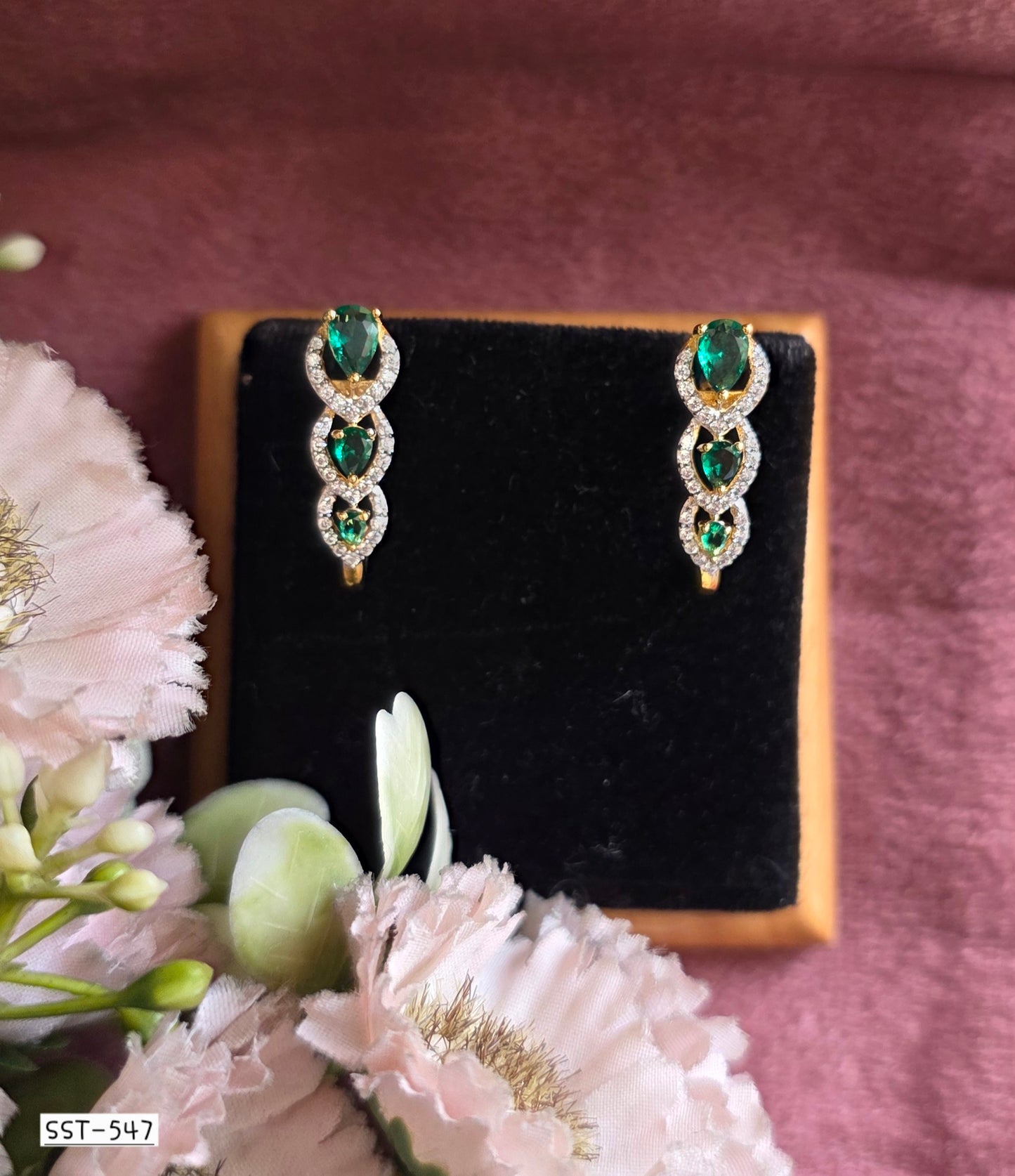 SST 547 | ELEGANT EMERALD CASCADE EARRINGS