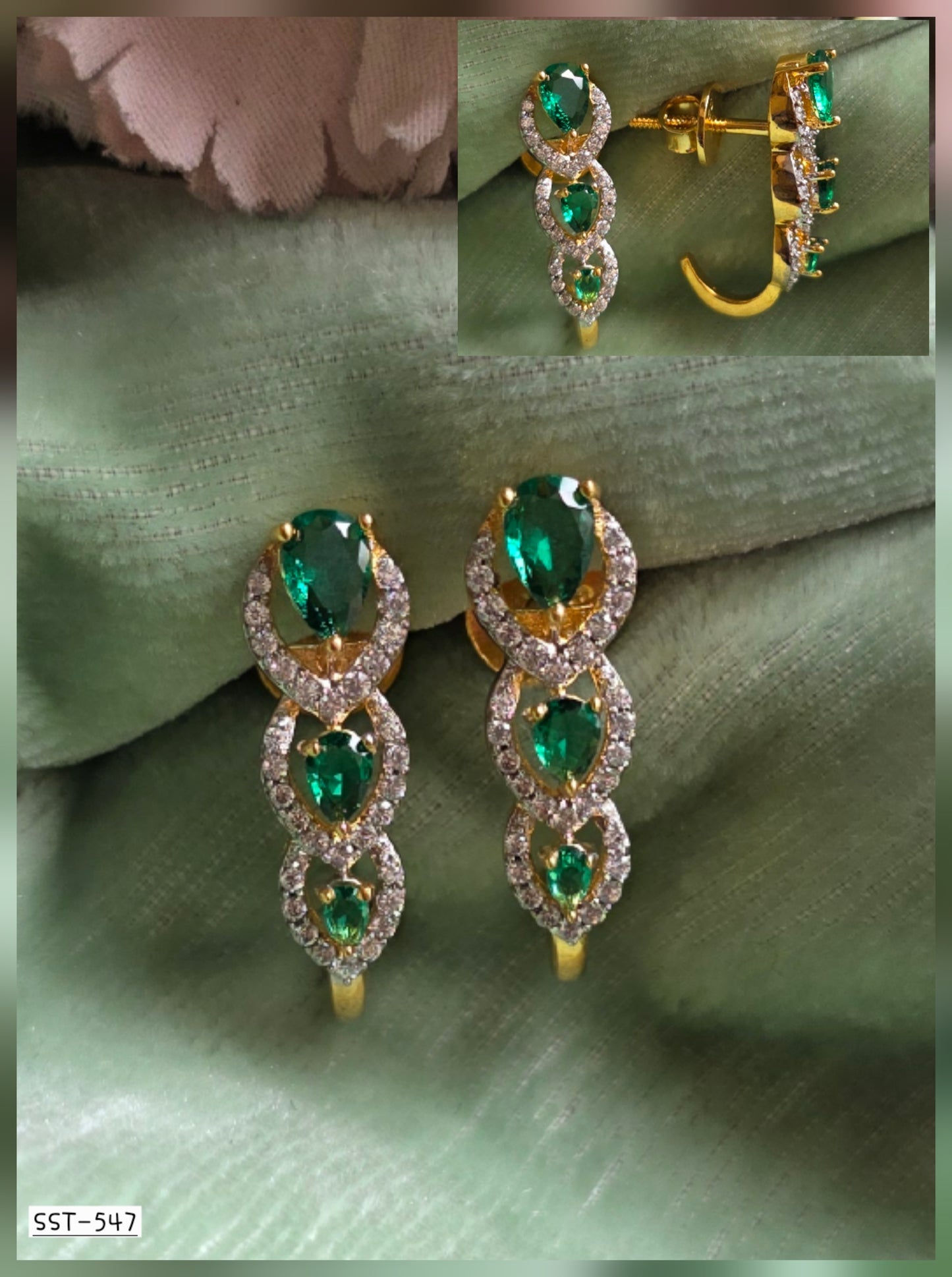 SST 547 | ELEGANT EMERALD CASCADE EARRINGS
