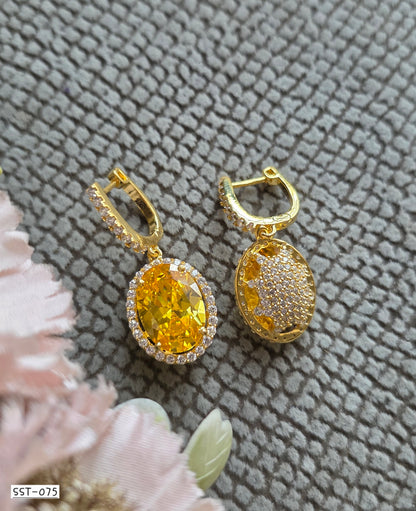 SST 075 | VIBRANT YELLOW OVAL DROP EARRINGS