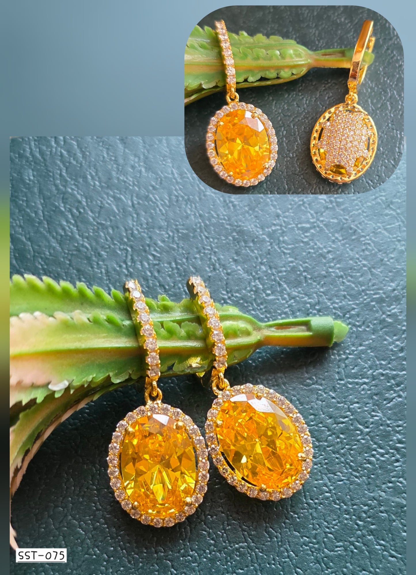 SST 075 | VIBRANT YELLOW OVAL DROP EARRINGS