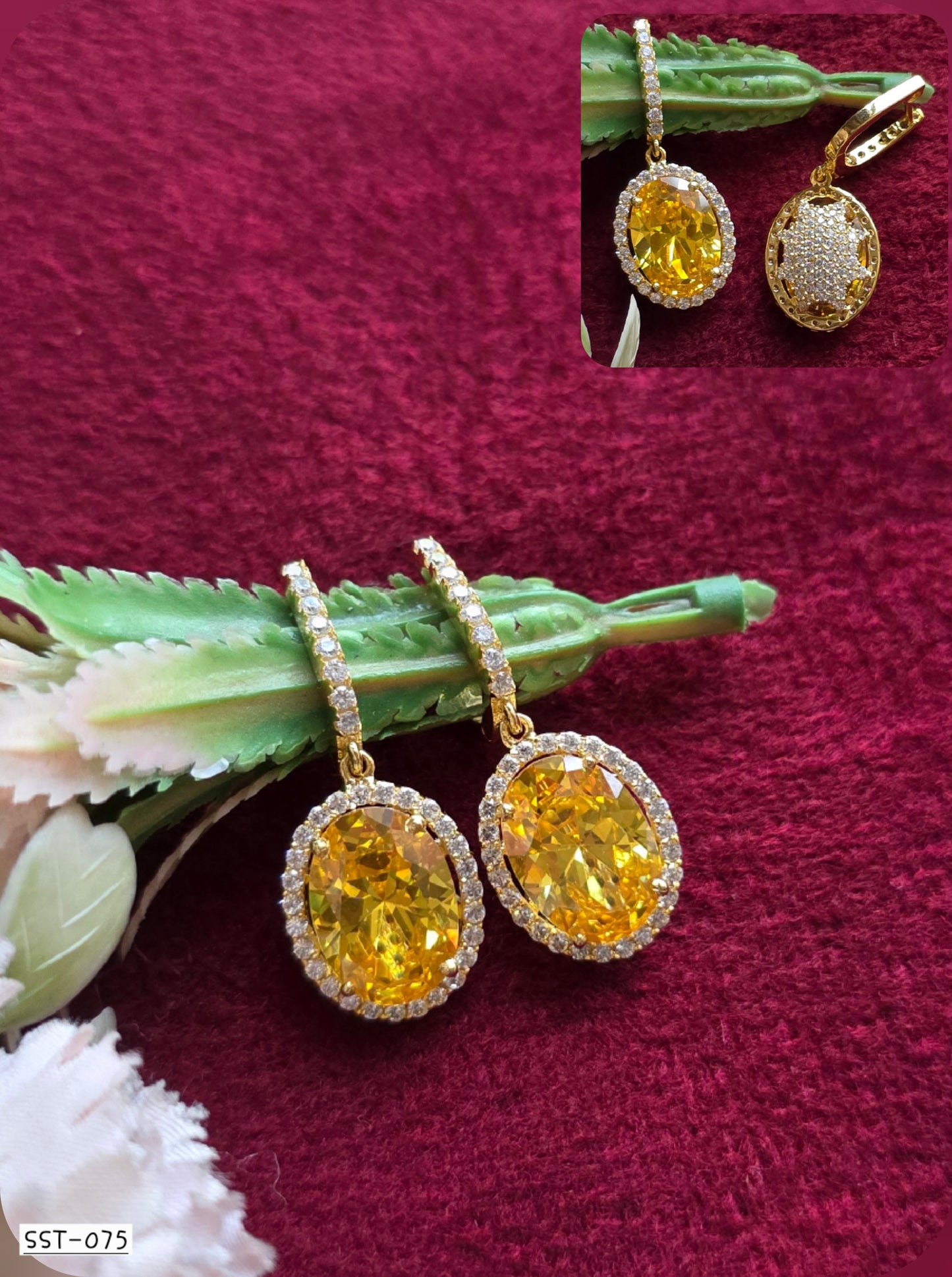 SST 075 | VIBRANT YELLOW OVAL DROP EARRINGS