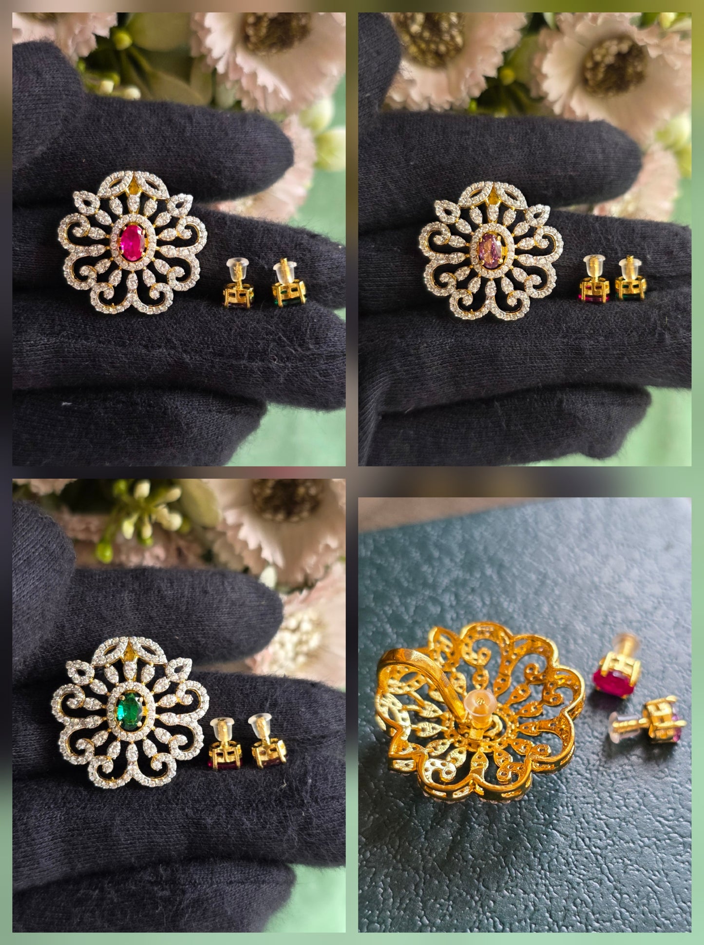 SST 554 |EMERALD FLORAL PENDANT