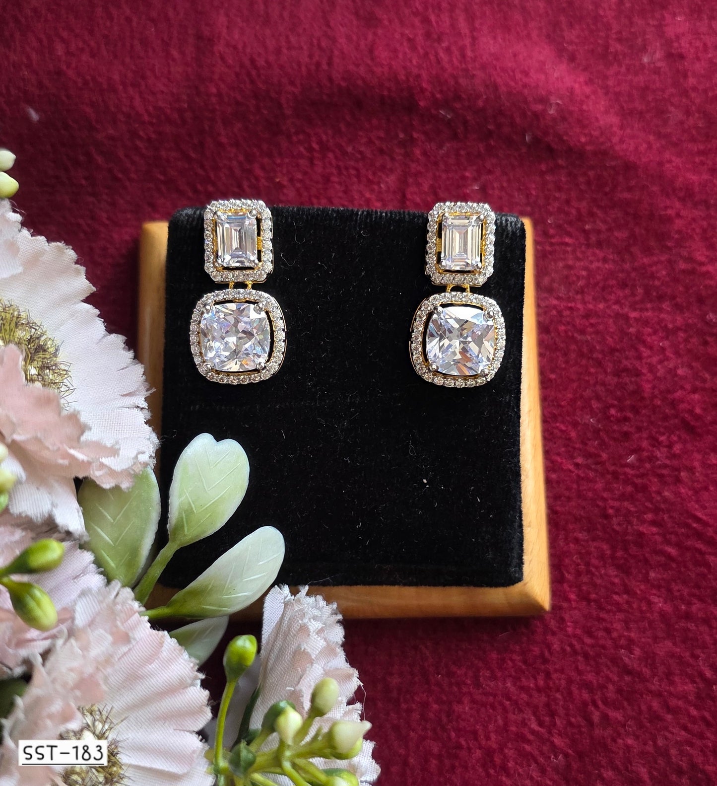 SST 183 | TWO-TIER CUSHION DIAMOND DROP EARRINGS