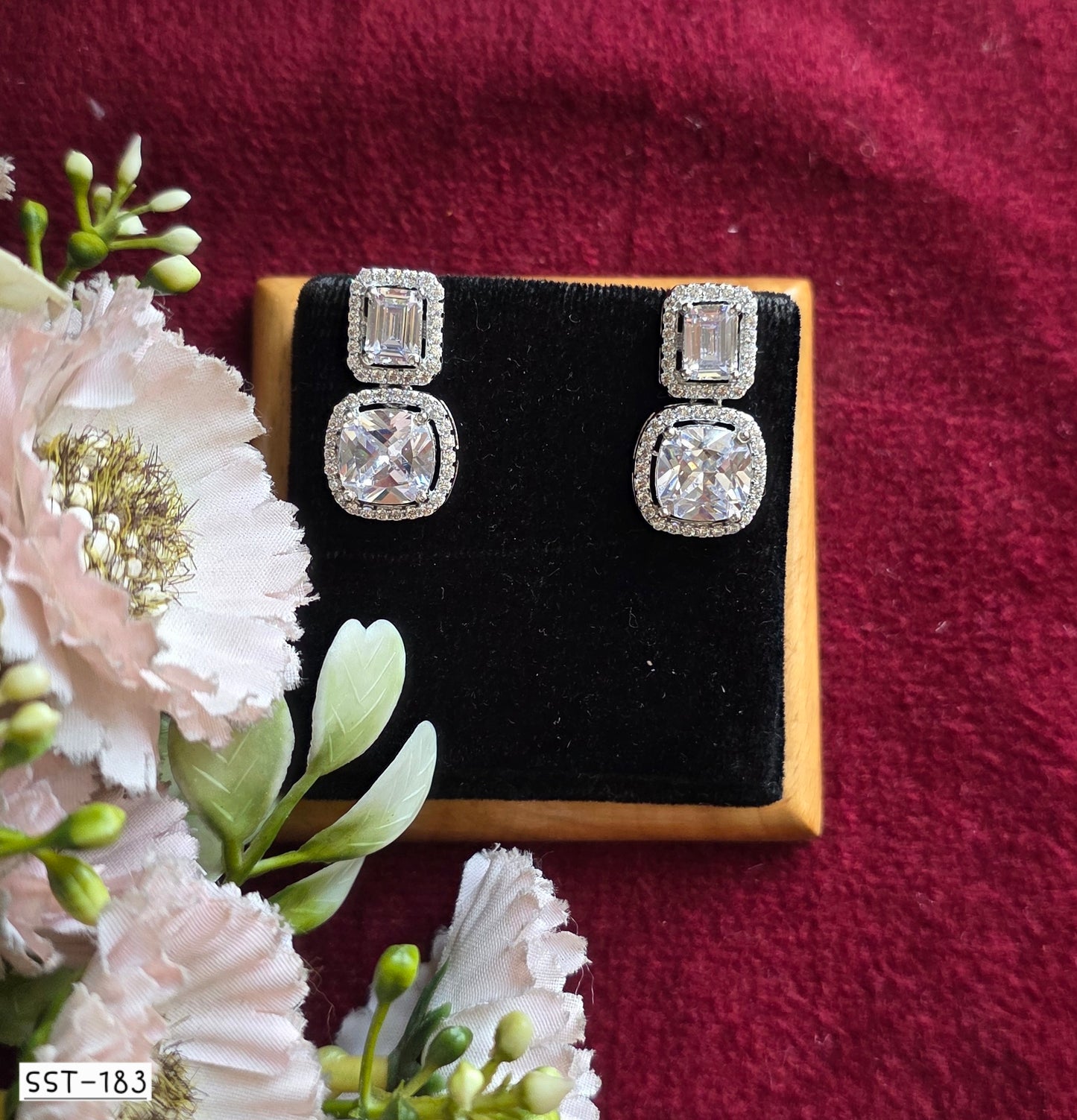 SST 183 | TWO-TIER CUSHION DIAMOND DROP EARRINGS