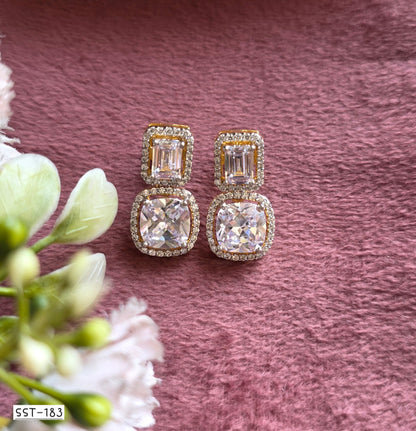 SST 183 | TWO-TIER CUSHION DIAMOND DROP EARRINGS