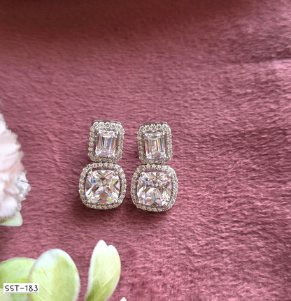 SST 183 | TWO-TIER CUSHION DIAMOND DROP EARRINGS