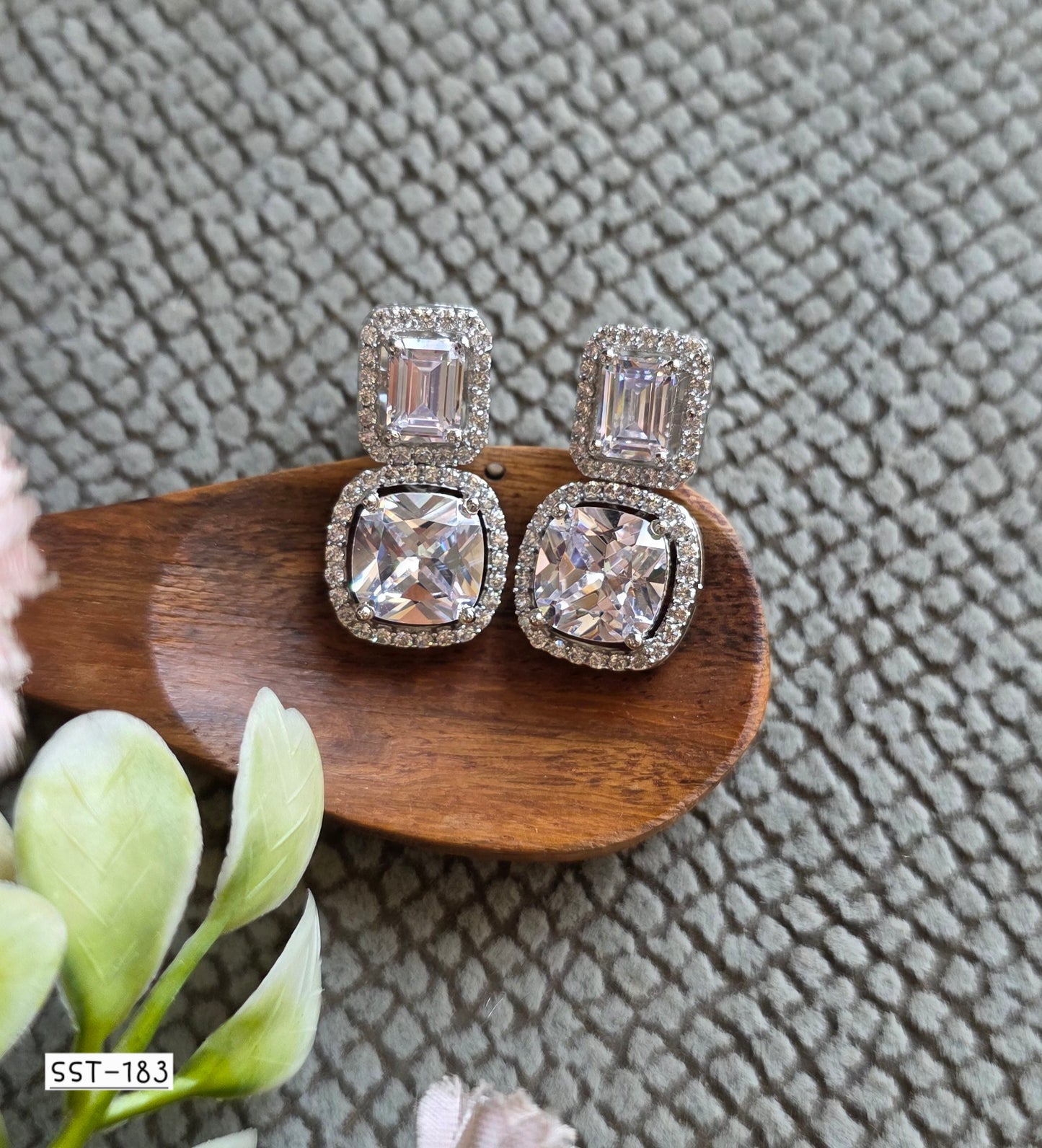 SST 183 | TWO-TIER CUSHION DIAMOND DROP EARRINGS