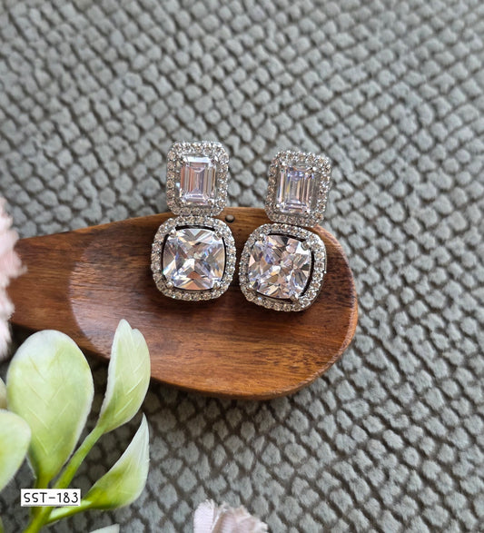 SST 183 | TWO-TIER CUSHION DIAMOND DROP EARRINGS