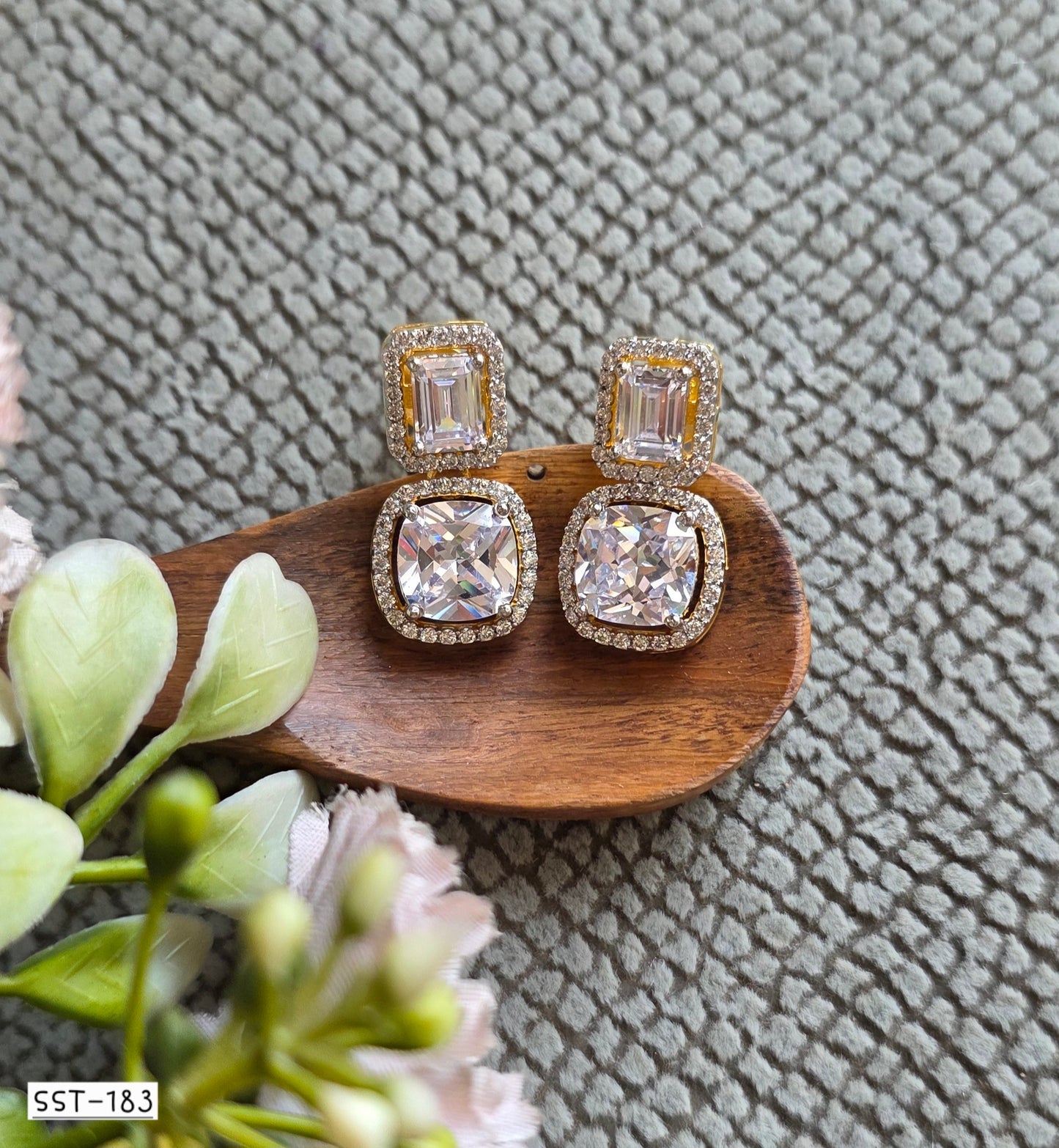SST 183 | TWO-TIER CUSHION DIAMOND DROP EARRINGS