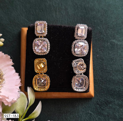 SST 183 | TWO-TIER CUSHION DIAMOND DROP EARRINGS