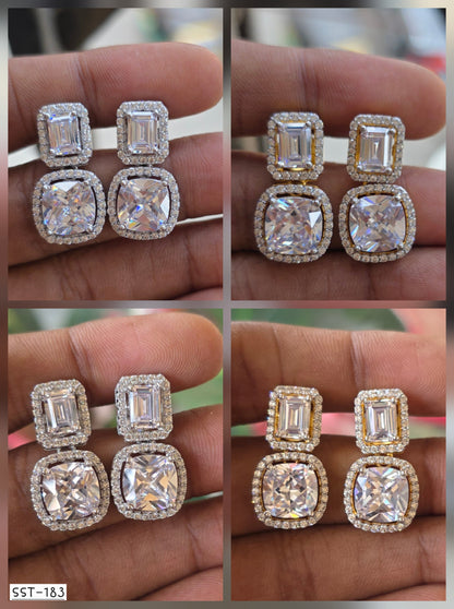 SST 183 | TWO-TIER CUSHION DIAMOND DROP EARRINGS