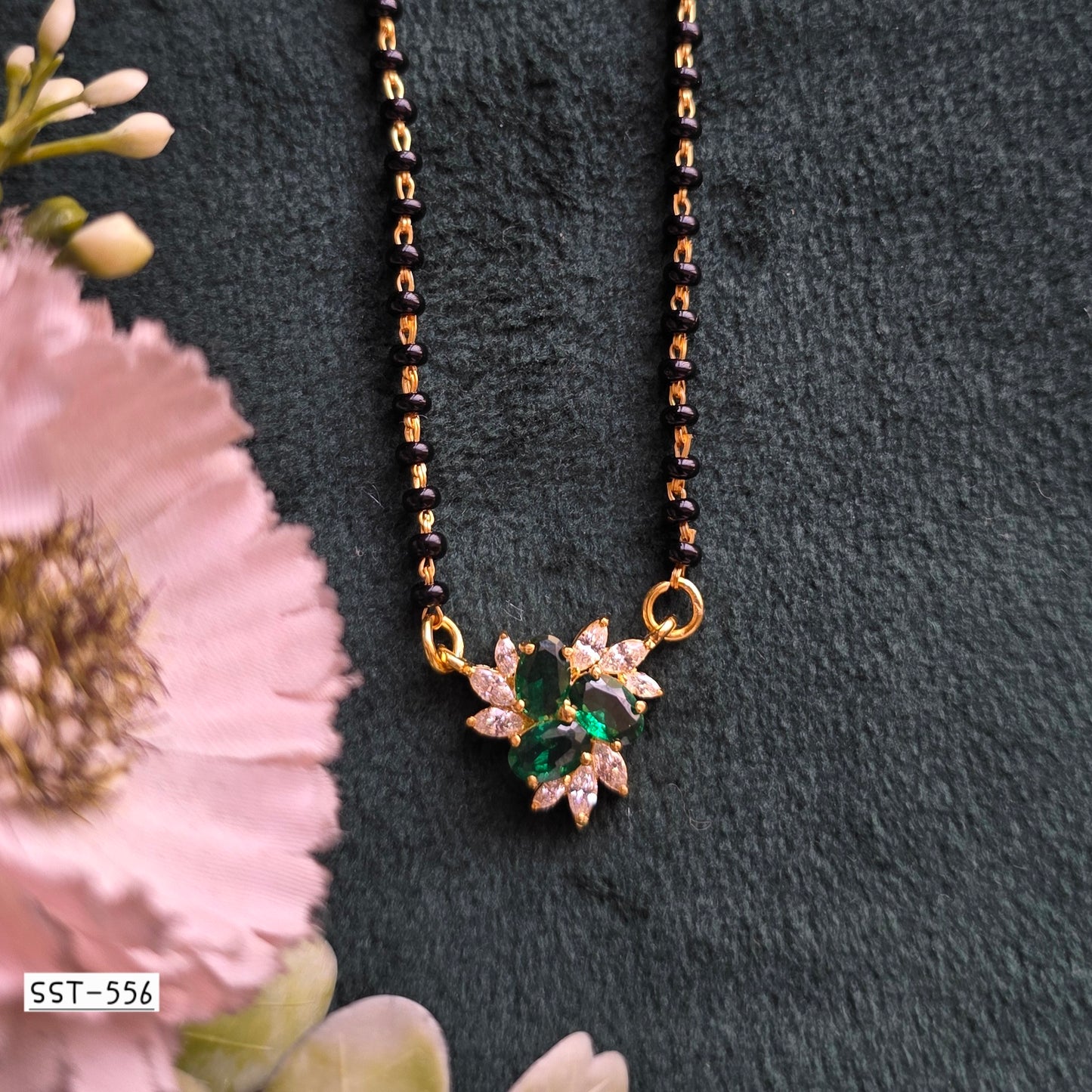 SST 556GREEN | ELEGANT BLOOM MANGALSUTRA PENDANT