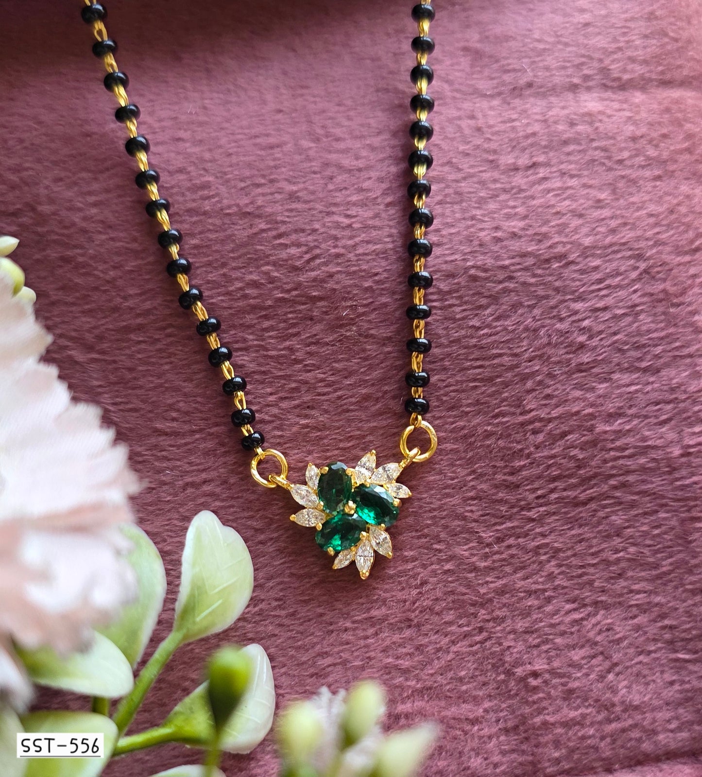SST 556GREEN | ELEGANT BLOOM MANGALSUTRA PENDANT