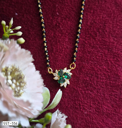 SST 556GREEN | ELEGANT BLOOM MANGALSUTRA PENDANT