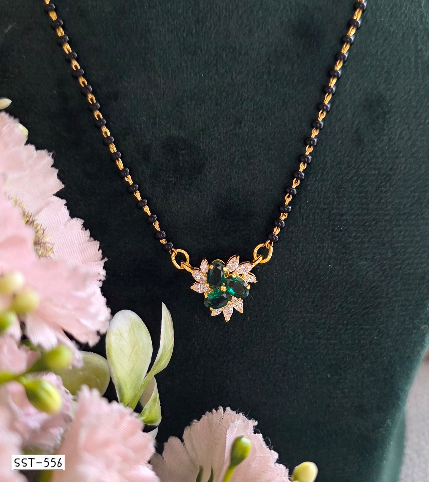 SST 556GREEN | ELEGANT BLOOM MANGALSUTRA PENDANT