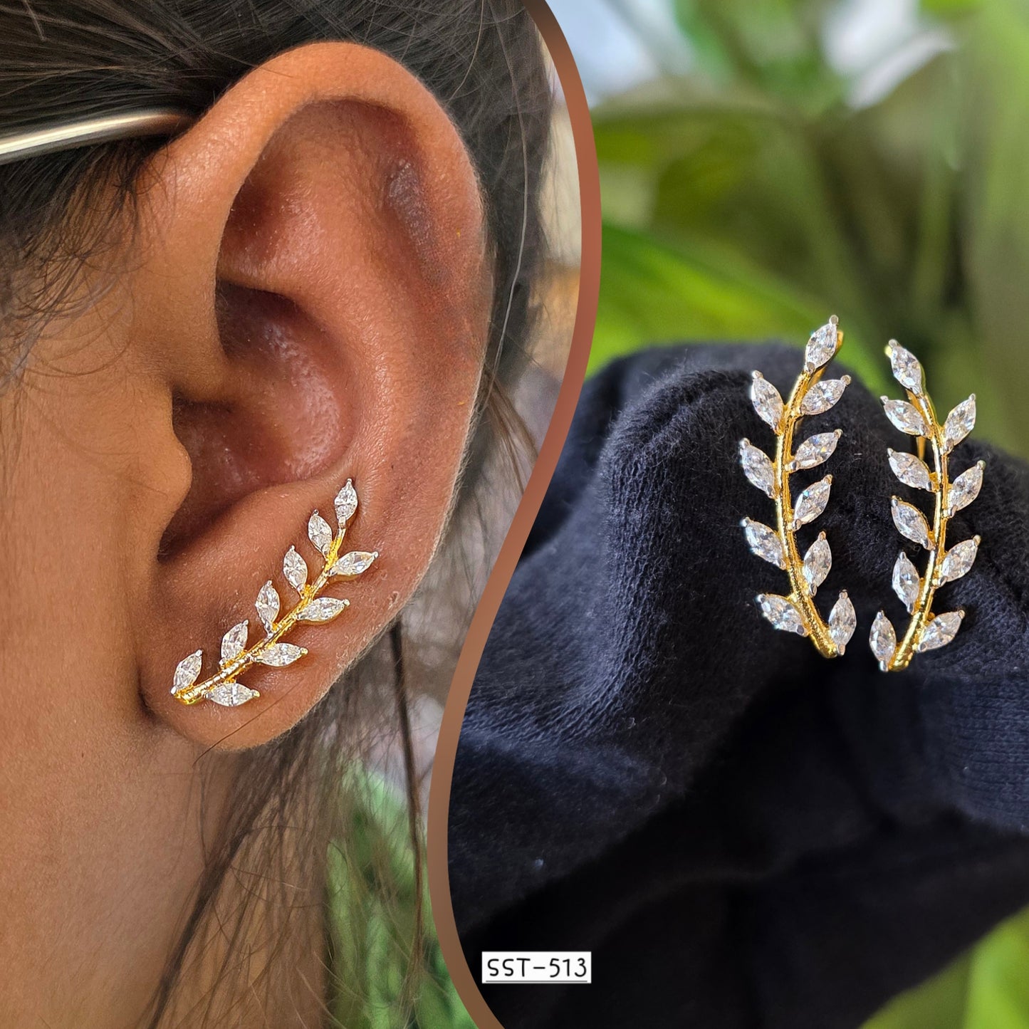 SST 513 | SHIMMERING LEAF DIAMOND EARRINGS