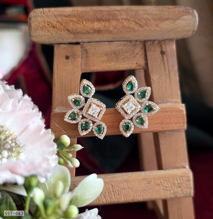 SST 063 | EMERALD FLORAL STARBURST EARRINGS