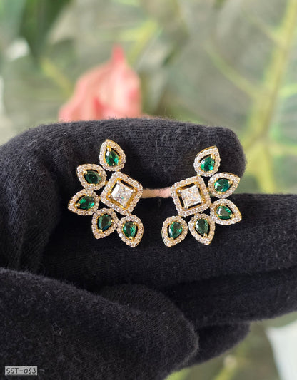 SST 063 | EMERALD FLORAL STARBURST EARRINGS