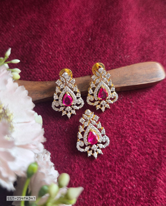 SST 254P + 347 RED | PENDANT EARRINGS SET