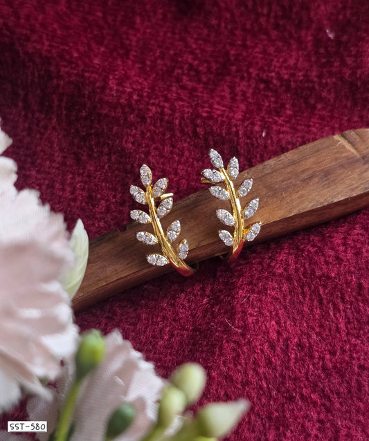 SST 580 | RADIANT CRYSTAL LEAF BALI EARRINGS