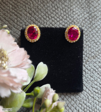 SST 062 RED | RUBY RADIANCE STUD EARRINGS