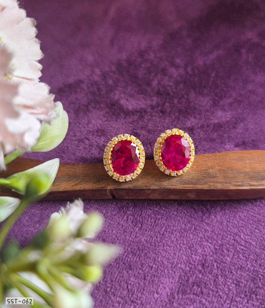 SST 062 RED | RUBY RADIANCE STUD EARRINGS
